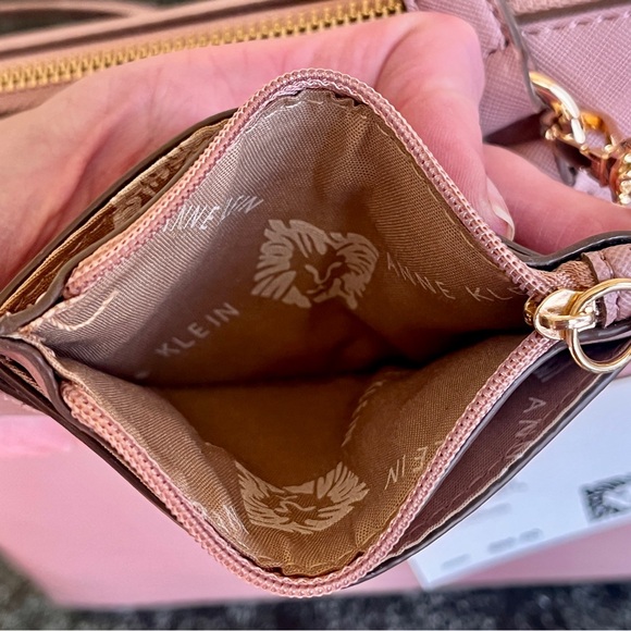 Anne Klein NWT Laine TZ Satchel Tote Removable Crossbody Strap Cardholder Pink - Picture 7 of 15